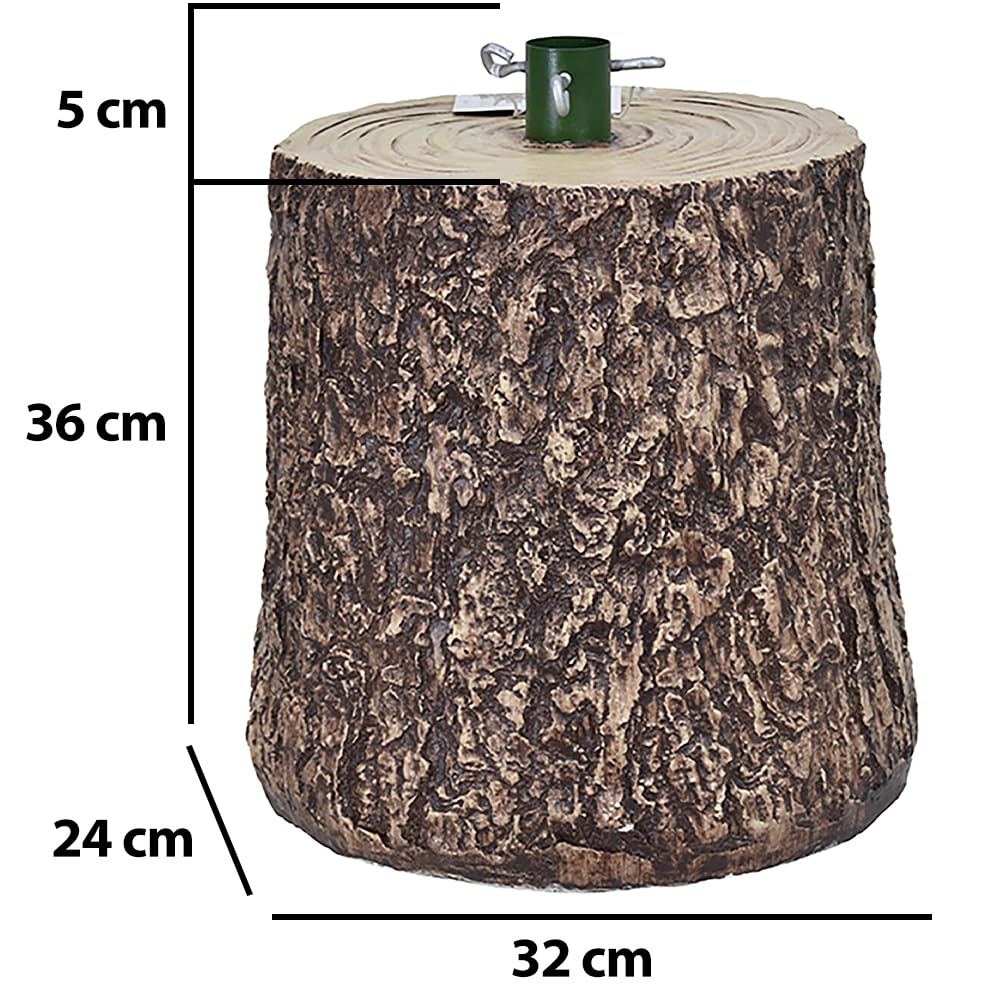 BAKAJI Base Supporto Albero di Natale in Resina, Tronco Realistico Natalizio, Riproduzione Fedele alla Realtà Solida Resistente, Attacco Universale 40mm Ganci per Adattamento Altezza (41 cm Scuro)