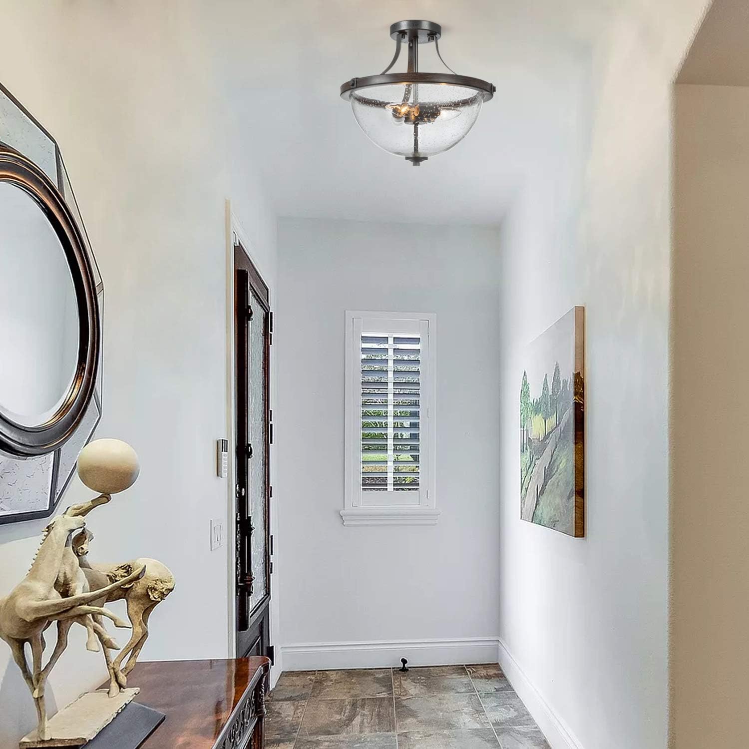 Exсluѕіvе Dіѕсоunt 90% Prісе LOG BARN Semi Flush Mount Ceiling Light, Seeded Glass Farmhouse Ceiling Light Fixture for Kitchen, Hallway, Bedroom, Living Room, Laundry Room Buу 1 gеt 1 LOG BARN Semi Flush Mount Ceiling Light, Seeded Glass Farmhouse Ceiling Light Fixture for Kitchen, Hallway, Bedroom, Living Room, Laundry Room