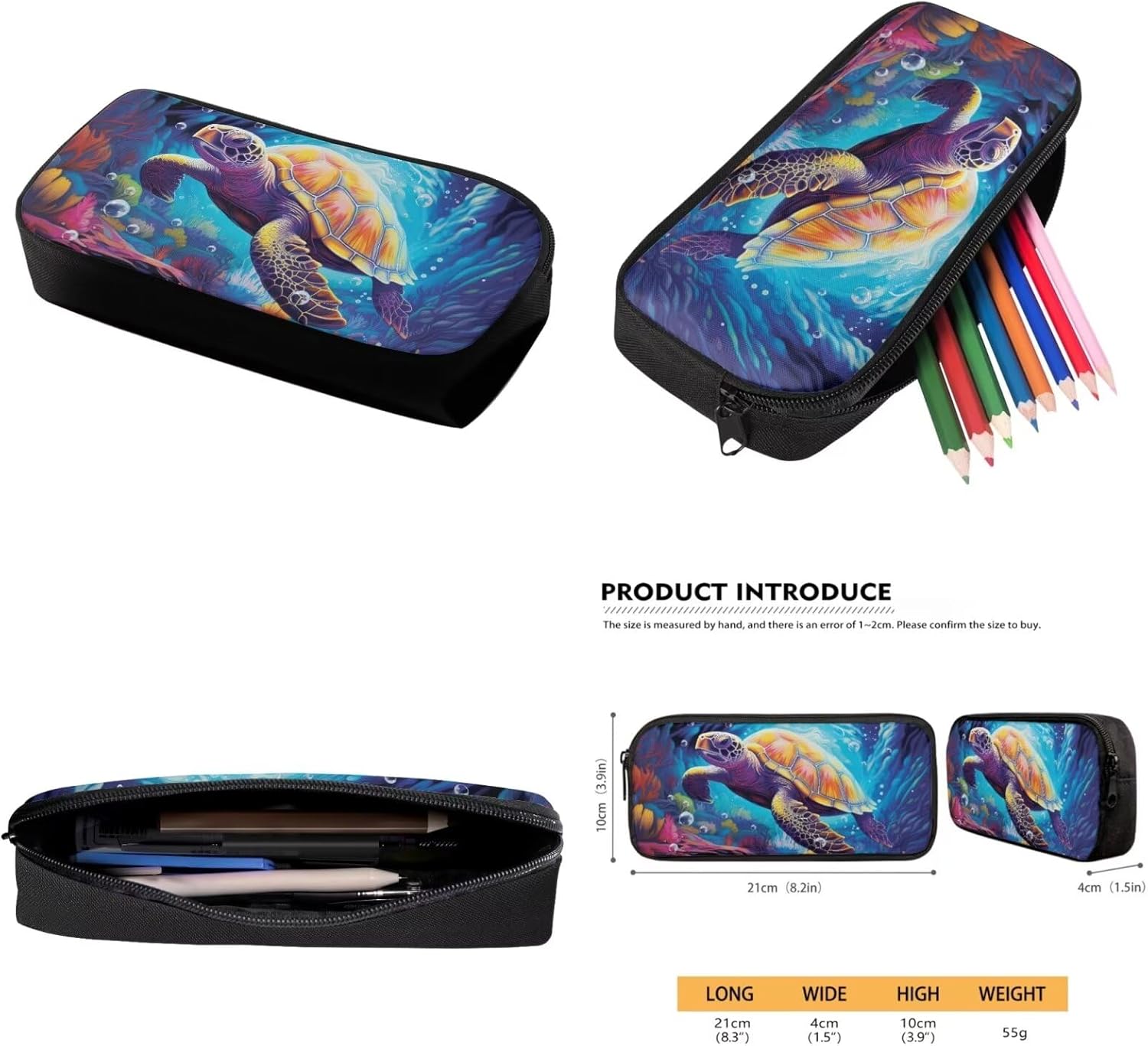 Sea Turtle School Backpack Set Teenage Boys Girls Elementary Students Schoolbag Aesthetic Kids Bookbag with Insulated Lunch Box and Pencil Case, 3 Piece