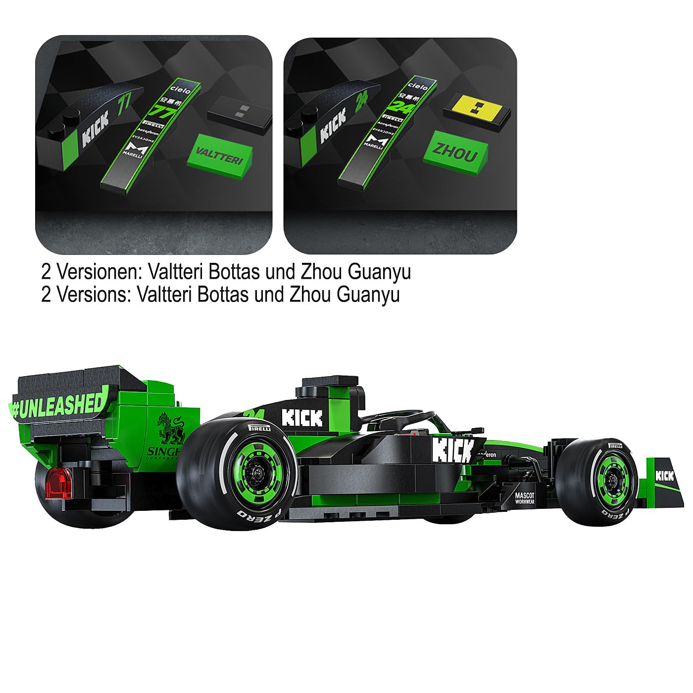 JAMARA 402861 Cada Kick Sauber F1 Team C44-2024 Bricks 1:24, Coche de Juguete, Coche Deportivo para niños a Partir de 8 años, Kit de Ladrillos de sujeción, Idea de Regalo para niños, Fiel a
