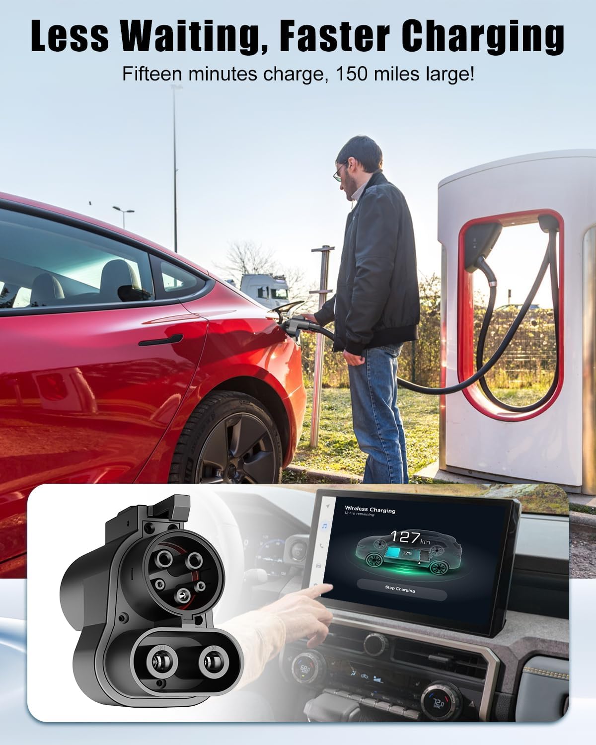 NACS to CCS1 Tesla Supercharger Adapter | NACS DC Chargers to CCS1 Adapter | 500A | 1000V | DC | 12 Months Warranty