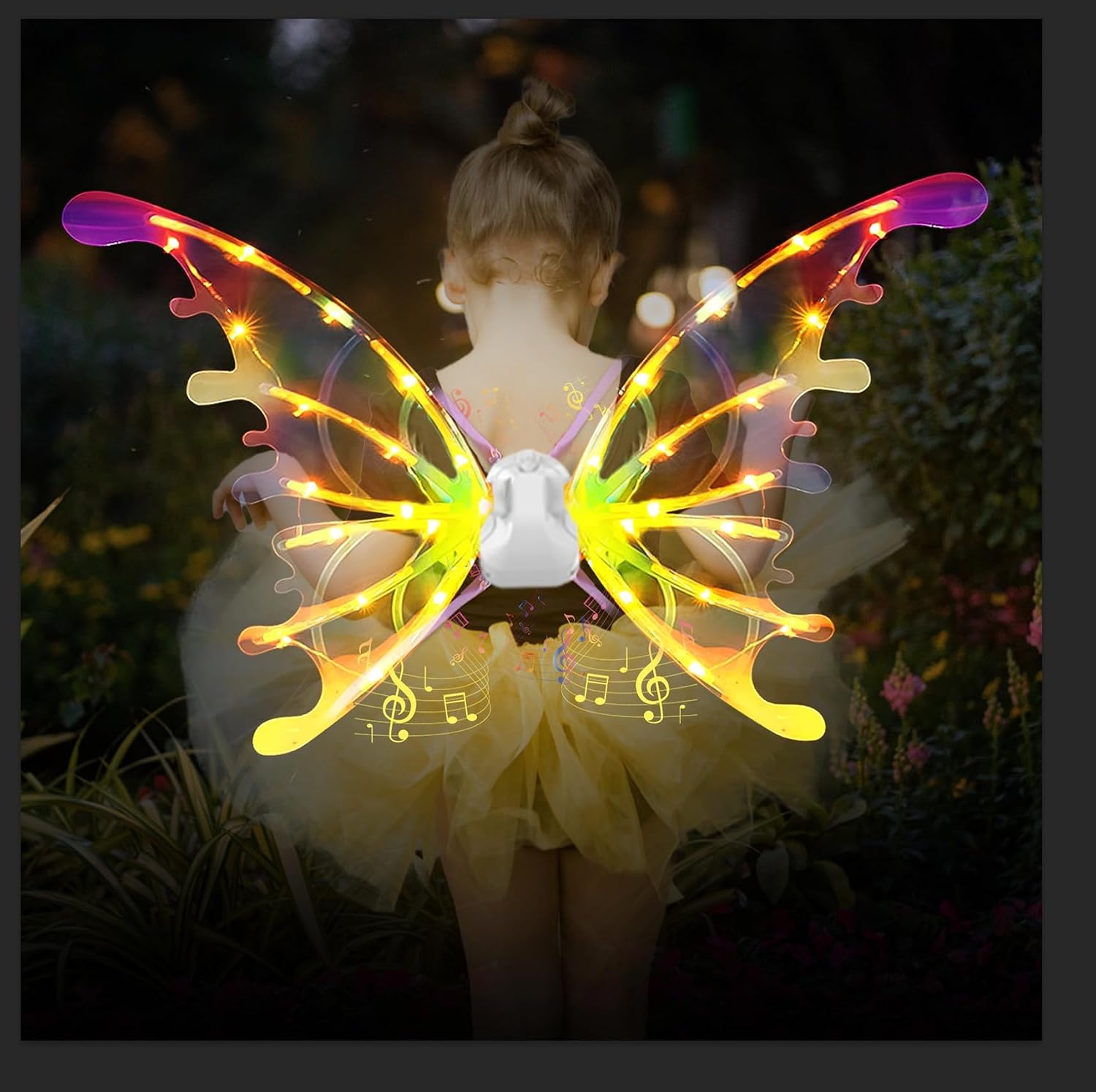 DIY Electric Sparkling Butterfly Fairy Wings with Lights Music, LED Moving Fairy Wing for Kids Pets Cosplay costume image 2