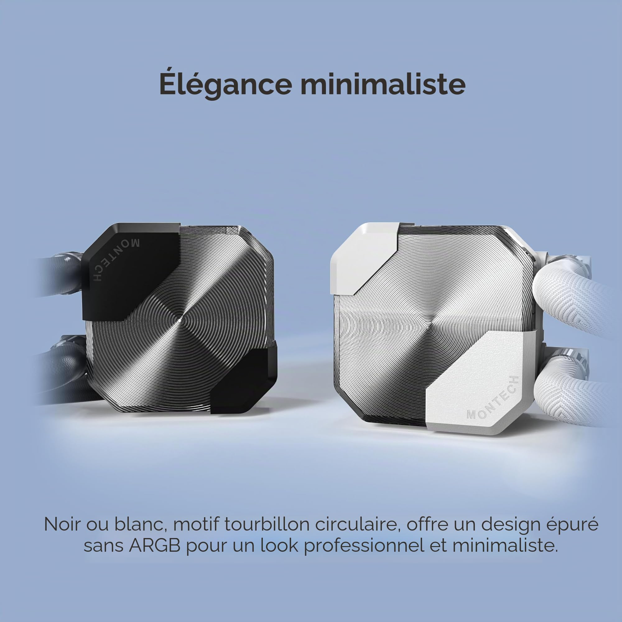 MONTECH HyperFlow Silent 360 Black – Refroidisseur de processeur liquide AIO ultra silencieux, pompe 3100 tr/min, triple ventilateurs silencieux, radiateur haute efficacité pour une dissipation