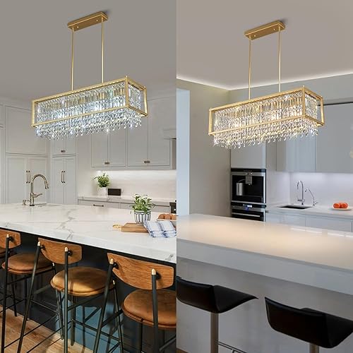 Miniatura 88 de LMQNINE Modernas lámparas colgantes negras para isla de cocina, lámpara de araña de cristal, iluminación colgante ajustable de granja para comedor