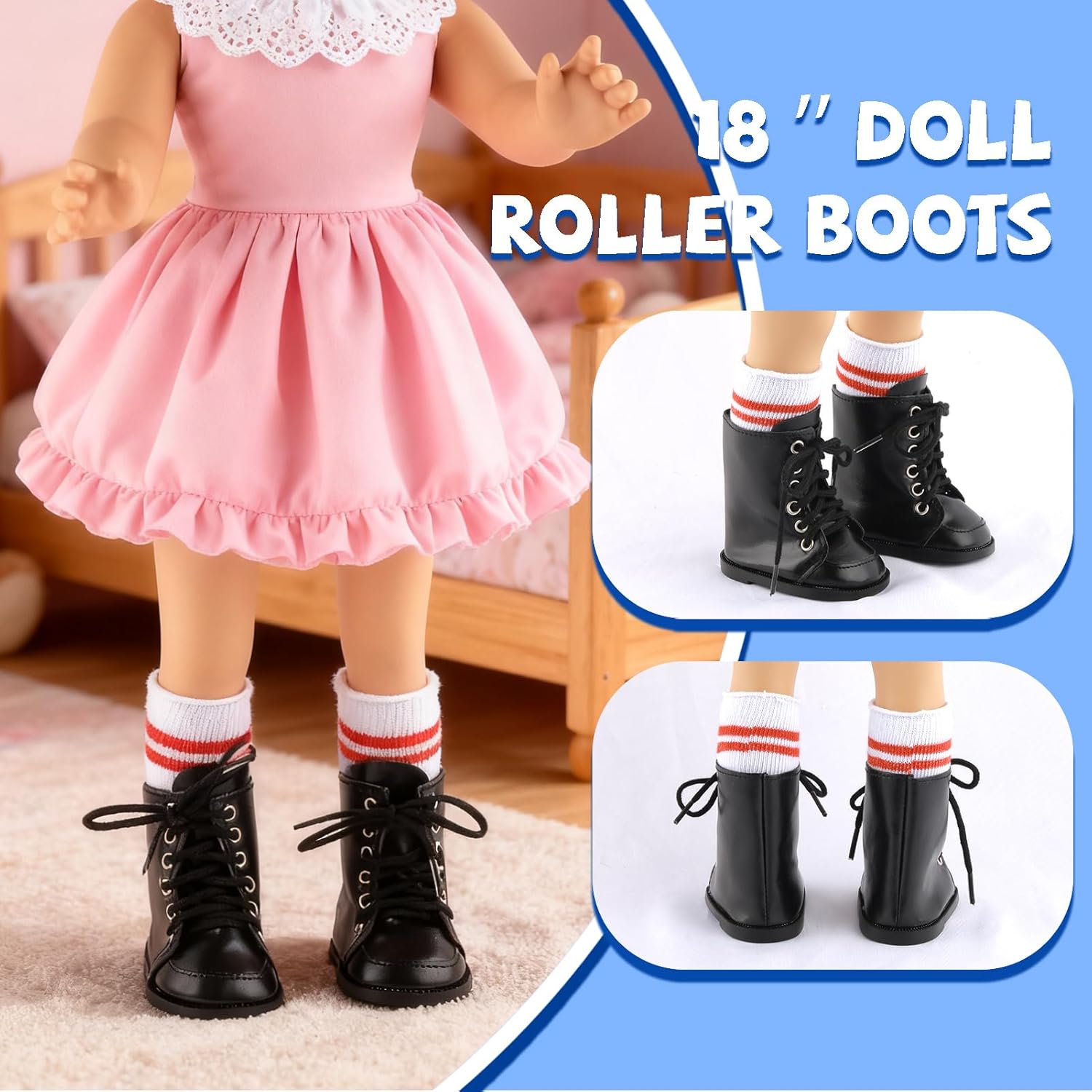 18 inch Doll Accessories, 5 Pairs of Doll Shoes+2 Pairs of Socks Fits for 18in American Doll Accessories