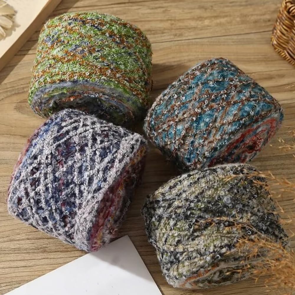 Garn, 2 Packungen/200 g abgestuftes, gefärbtes Mohairgarn for Selberstricken, Häkeln und for Schals(Blue Green)