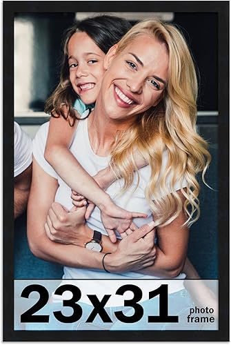 Marco de fotos negro de 23 x 31 pulgadas, marco de fotos moderno completo que incluye protector de acrílico UV, tablero de respaldo de espuma sin