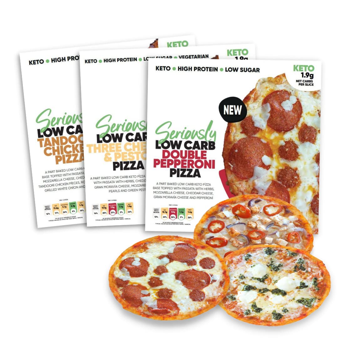Srsly Low Carb Pizzas | 9 Inch | Multipack of 9 | Keto | Low Carb | Low Sugar | Very High Protein | No Compromise (Mixed Flavour Bundle, x9 Pizza's)
