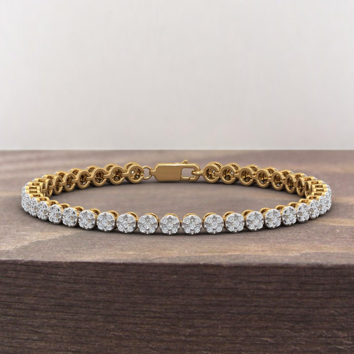 1 Carat Round Cut Natural Diamond Tennis Bracelet for Women in 10K Gold (7.5 Inch)