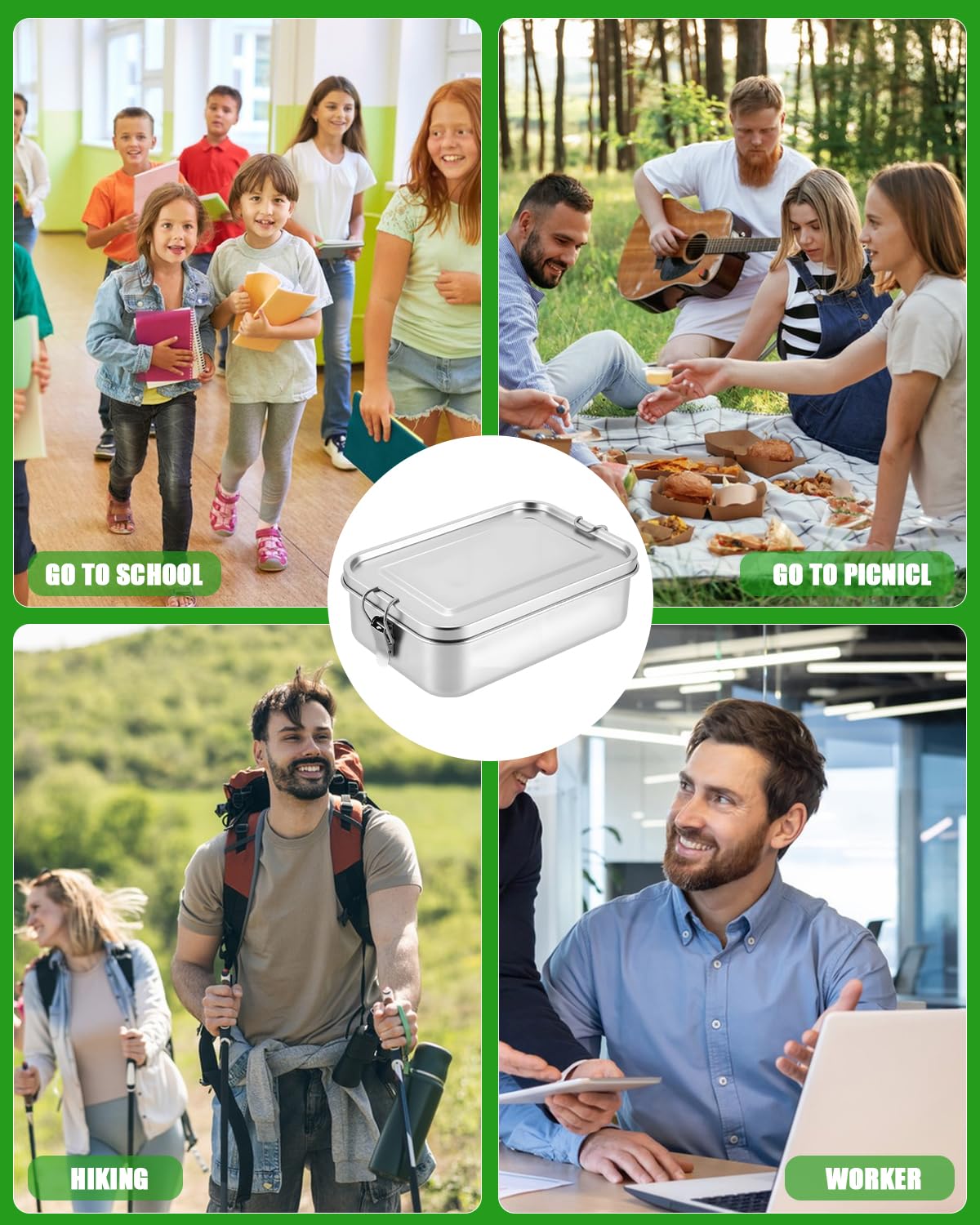 Cexovo Edelstahl Brotdose 1400ml - Mit Trennwand & Auslaufsicher Für Arbeit & Unterwegs