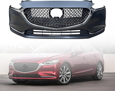 MGWILL Front Bumper Cover Kit Compatible with 2018 2019 2020 2021 Mazda 6 MZ6 W/Upper Grille Lower Grill & Molding Trim Strip - Full Body Set