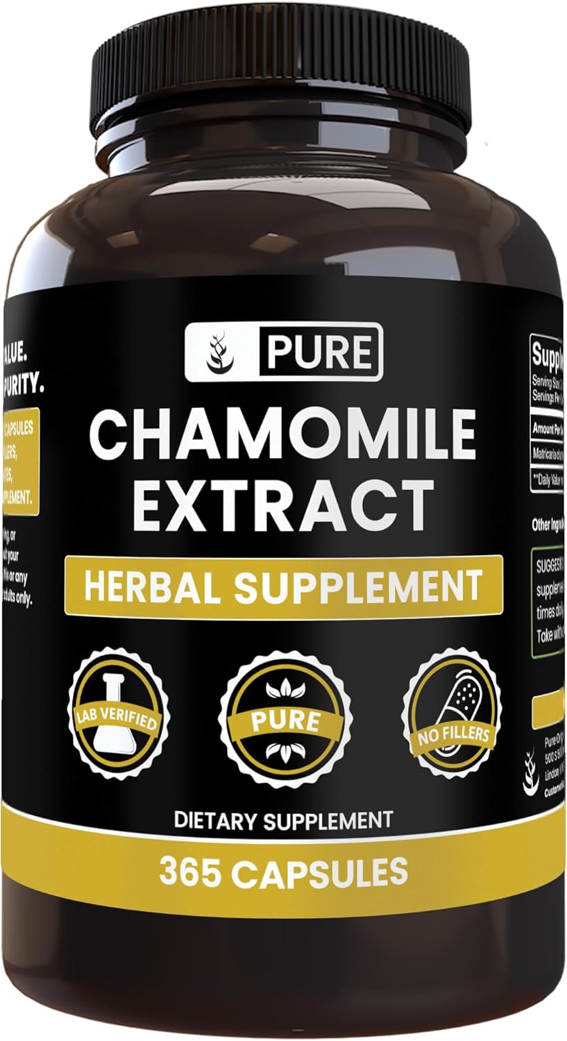 PURE ORIGINAL INGREDIENTS Chamomile Extract (365 Capsules) No Magnesium Or Rice Fillers, Always Pure, Lab Verified