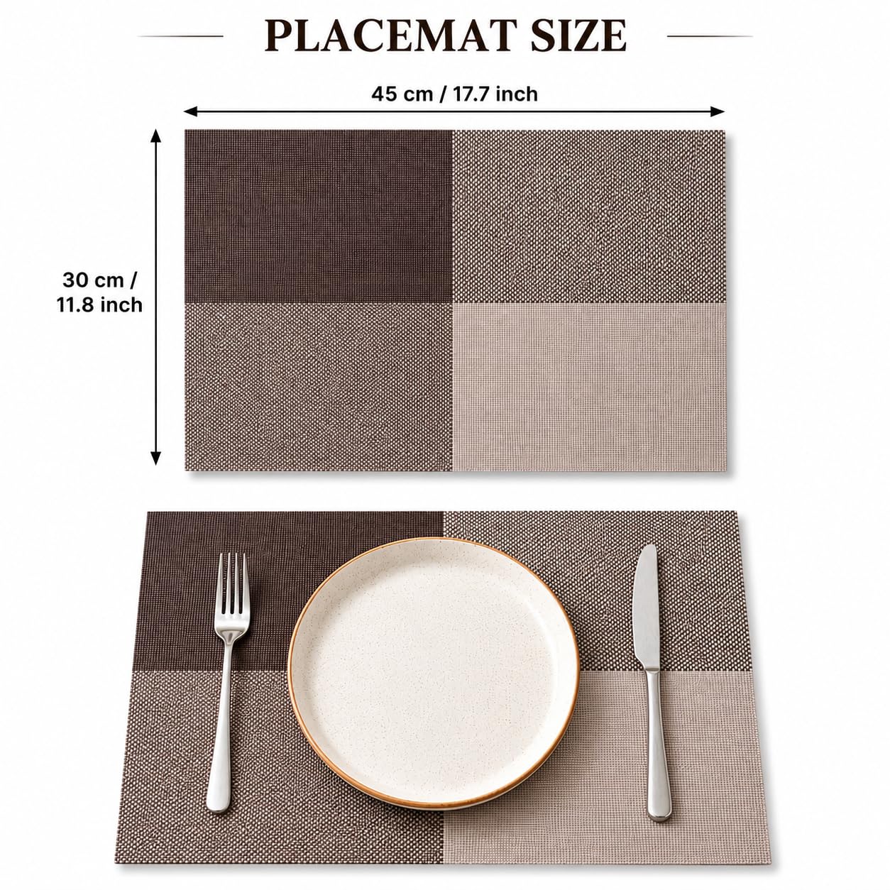 OXSAM Placemats, Heat Insulation Non-Slip Vinyl mats, Stain-Resistant Tablemats for Home and café Dining Table Décor (Taupe Brown, Pack of 6) — Amazon image 7
