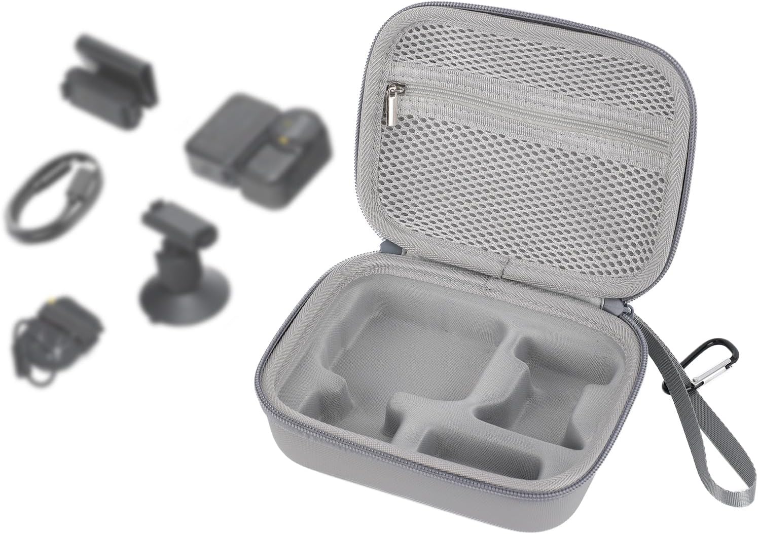 Mini Carrying Case for DJI Osmo Nano, Hard Shell Protective Camera Bag with Storage Compartments Portable Camera Pouch with Carabiner Perfect for Osmo Nano Accessories & Travel (Gray)