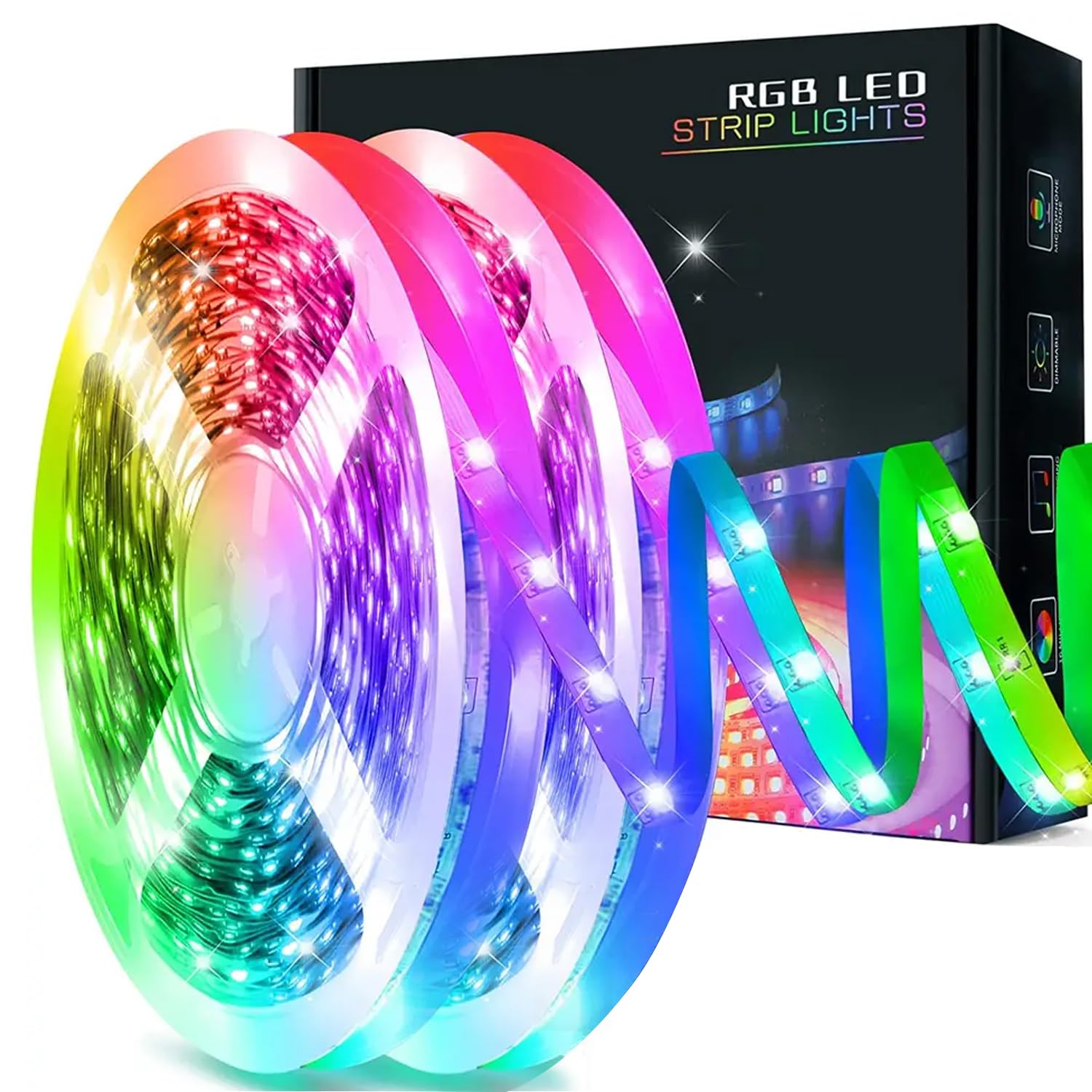 LED Strip Lights, 100ft (2 Rolls of 50ft) Rope Light with 44-Key Remote, RGB 5050 Color Changing Music Sync Led Strip, random