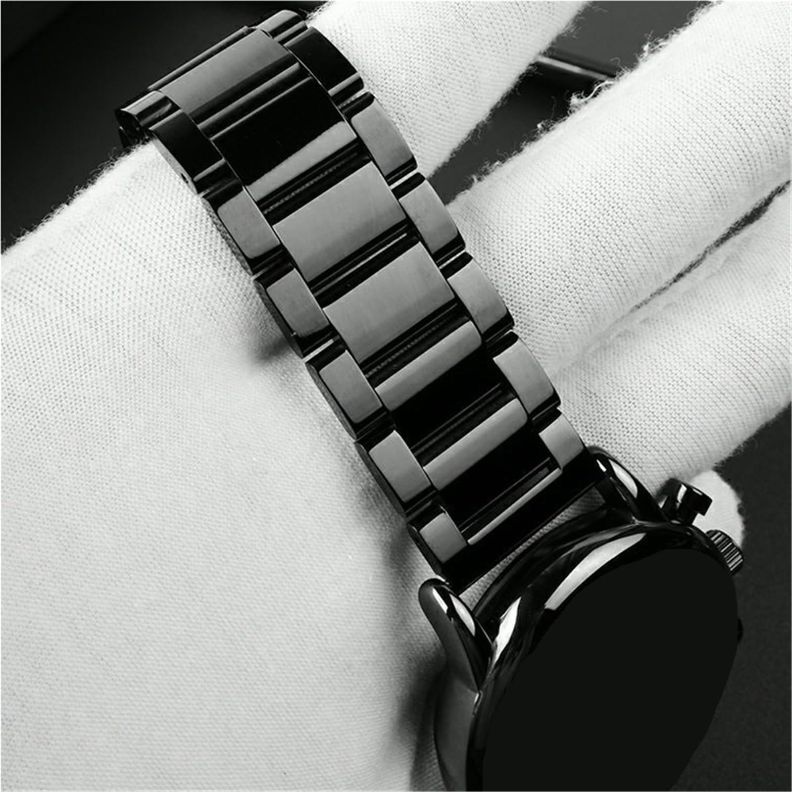 cinturino dell'orologio Cinturino di ricambio in ceramica classica nera da uomo, accessori comodi e durevoli for braccialetti 22 mm
