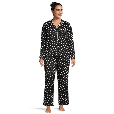 Kate Spade New York Long Sleeve Sweater Knit Notch Collar PJ Set Women