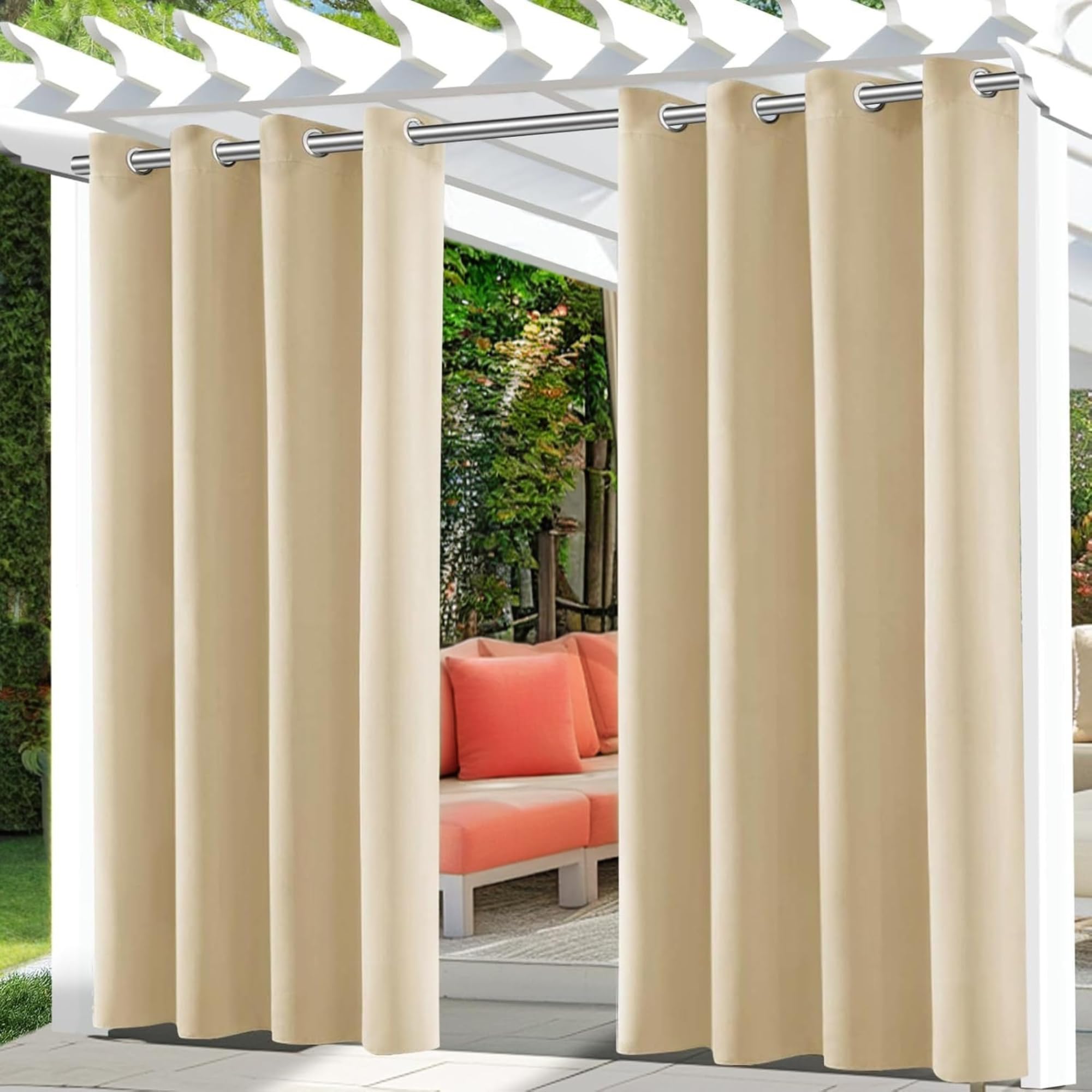 X2 Tenda Esterno Impermeabile Terrazza Beige. Tenda Gazebo Da Esterno Per Pergolati, Portici E Terrazze Con Un Design Elegante E Resistente, Perfette Per Proteggere Il Tuo Spazio All’Aperto. (2)