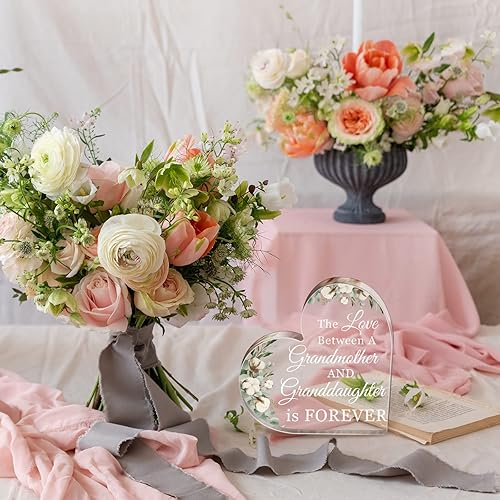 Vista 23 de Jetec Regalo para abuela, regalo de cumpleaños para abuela, acrílico en forma de corazón, con forma de mariposa, letrero de nieta, nieto, ideas