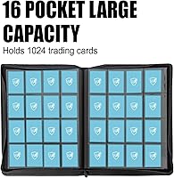 Vista 3 de Card Binder for Trading Cards,16 Pocket with 32 Sleeves up to 1024 Cards, Waterproof Card Storage Book with Sleeves, Fits Baseball Football