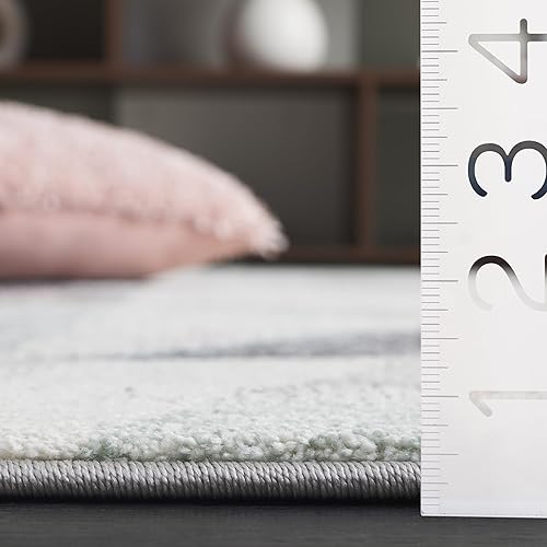 Miniatura 68 de SAFAVIEH Porcello Collection - Alfombra de área de 8 x 10 pies, gris claro y naranja, diseño abstracto moderno, no desprende pelusa y de fácil Gris