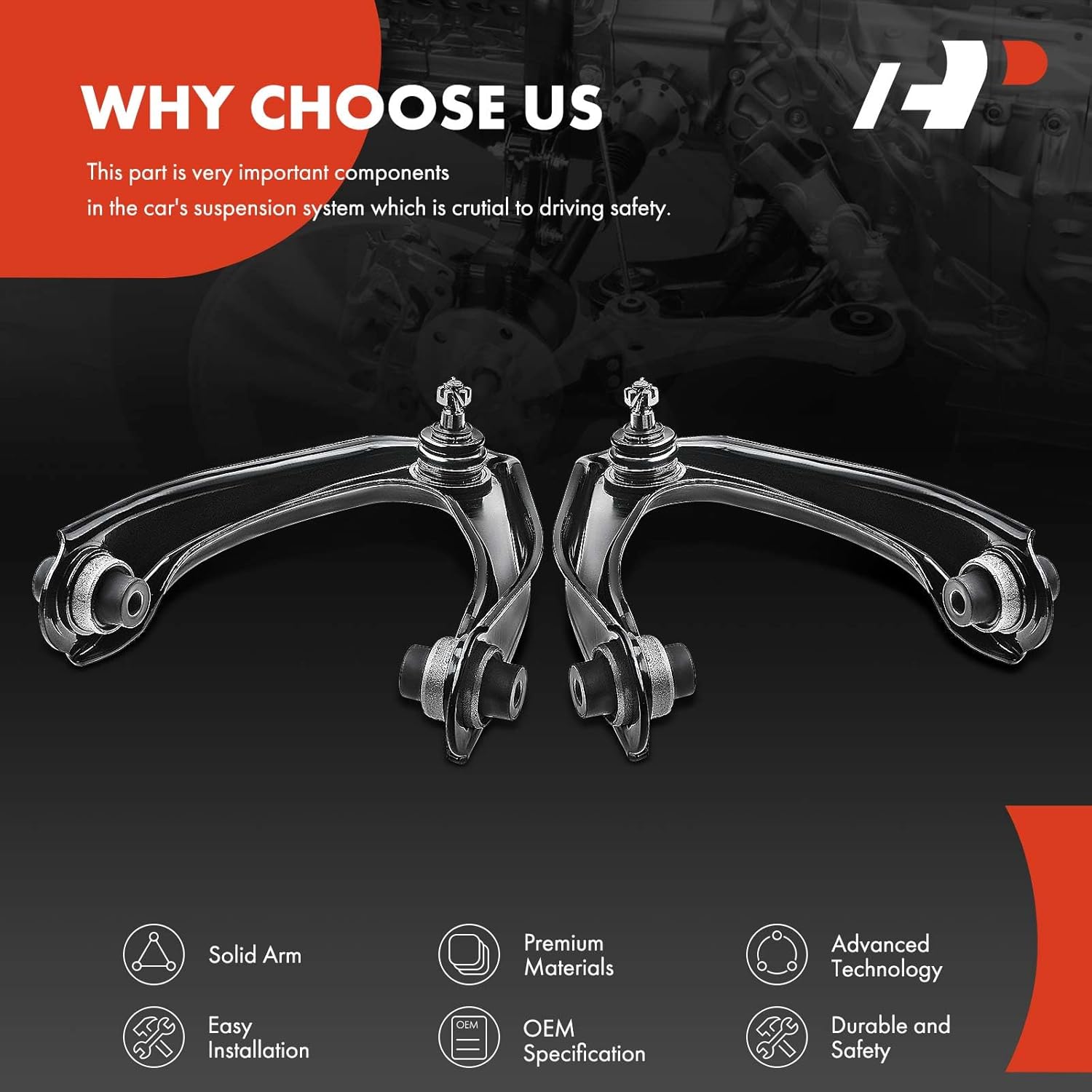 A-Premium 2 x Front Upper Control Arms, with Ball Joint & Bushing, Compatible with Honda CR-V 1997 1998 1999 2000 2001