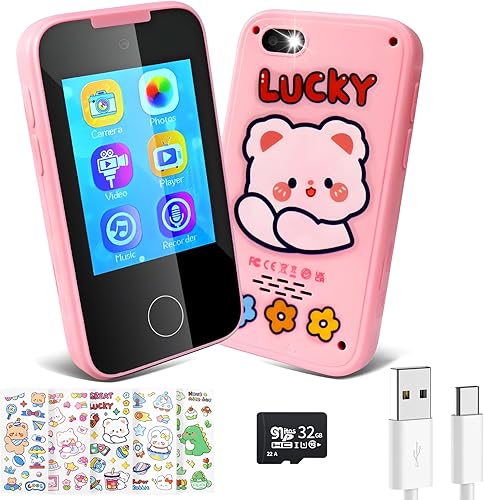 Teléfono infantil para niños, juguetes de regalo de cumpleaños de Navidad para edades de 3 a 8 años, teléfono con cámara abatible, juegos, reloj