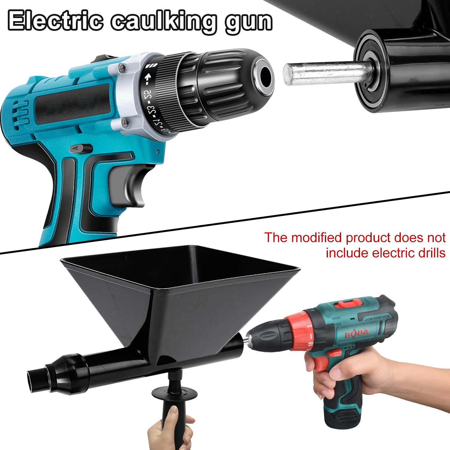 Pistolet Joint Électrique Portable avec 4 Embouts, Pistolet Ciment Électrique, Sans Perceuse Électrique, Jointoyeuse pour le Jointoiement de Mortier de Murs en Pierre et de Sols