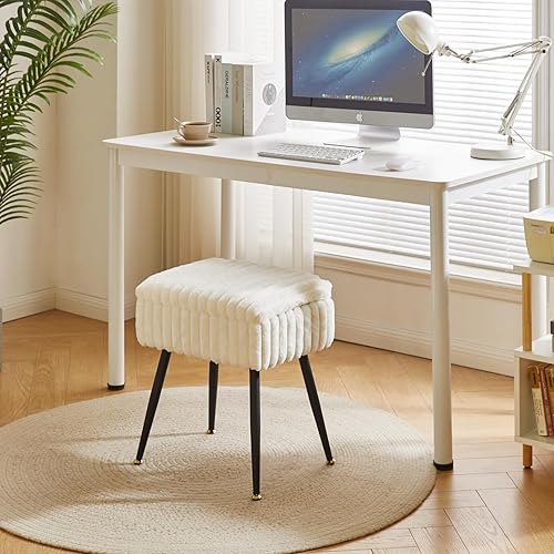 Miniatura 4 de Taburete de tocador, taburete otomano de piel sintética, otomana de maquillaje con parte superior abatible con asiento acolchado suave, para sala de