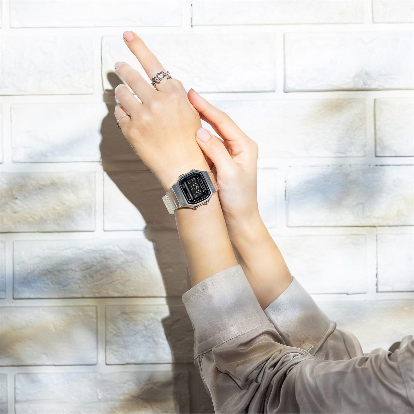 Casio Reloj Cuarzo Unisex 36.00mm con dial Digital Negro y Correa de Plastic/Resin Bracelet Transparente A168XES-1BEF