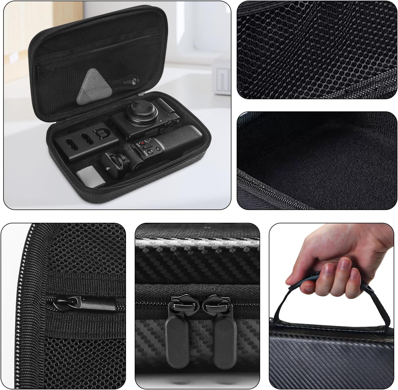 Hard EVA Protective Case for Sony ZV-1F/ZV-1/ZV-1 II Digital Camera, Waterproof Shockproof Travel Storage Box with Tripod & Accessory Compartments (Black)