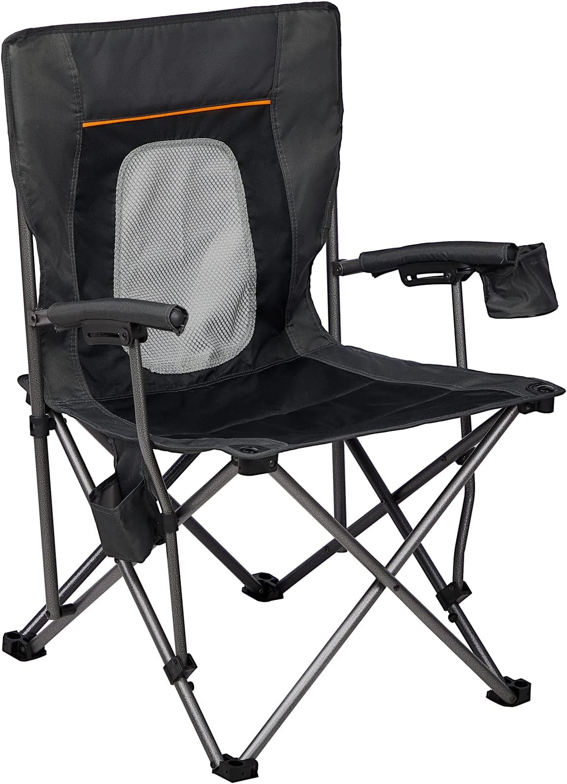 Portal Folding Camping Chair Comfortable Portable Lawn Chairs Lightweight Foldable Outdoor Camp Chair for Adults, Supports up to 300 lbs, Black