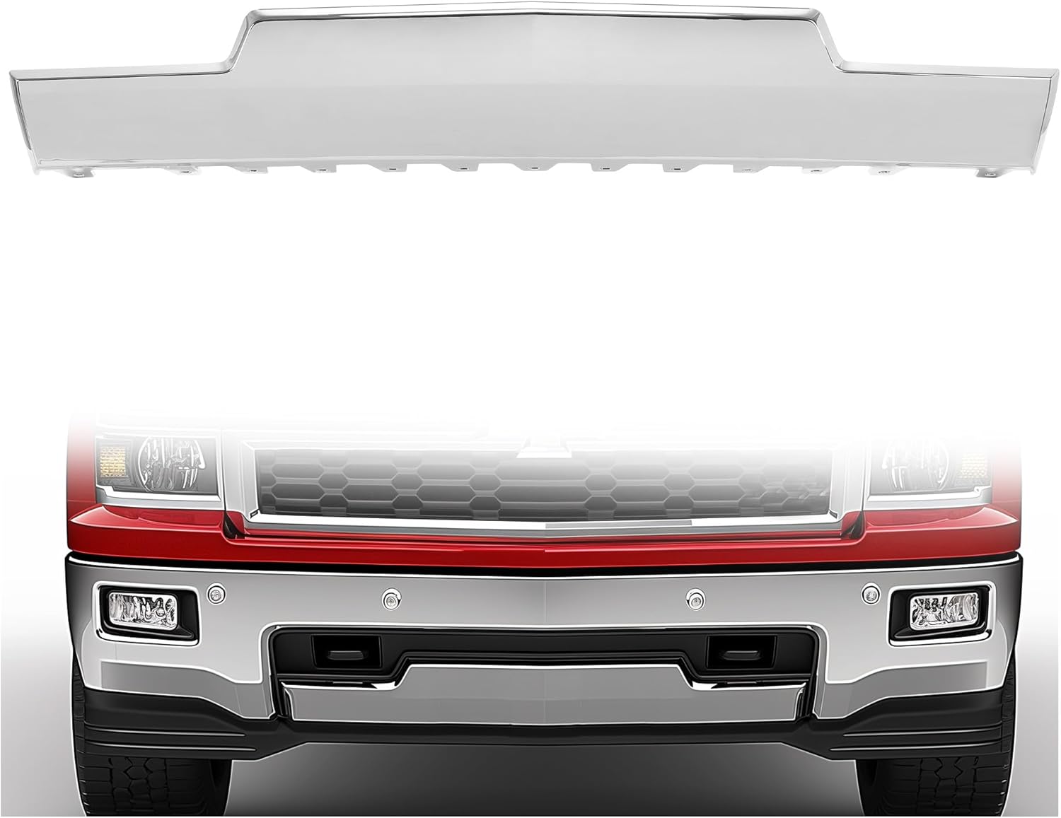 KUAFU Front Bumper Skid Plate Compatible with 2014 2015 Chevrolet Chevy Silverado 1500, 2015 Cadillac Escalade Truck Chrome Replace for GM1087249C 22944882