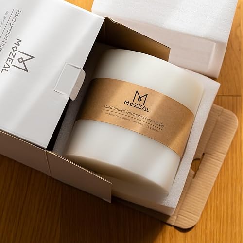 Miniatura 3 de MOZEAL Vela extra grande de 3 mechas de color rojo oscuro, 6 x 6 pulgadas, sin perfume, sin goteo, sin humo y de combustión limpia. Aproximadamente