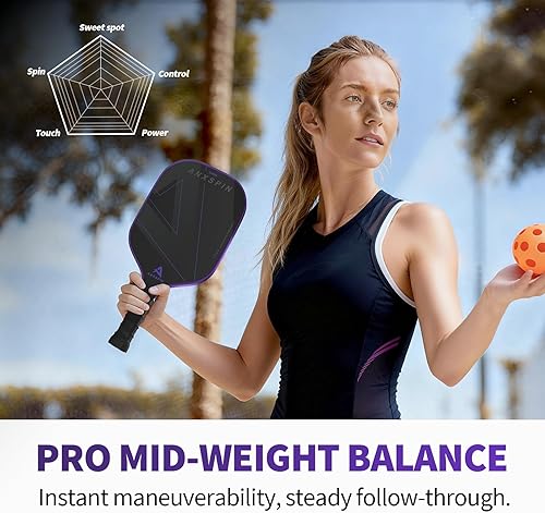 Miniatura 6 de ANXSPIN - Juego de 2 palas de pickleball de fibra de carbono T700 para adultos y adolescentes, incluye 4 bolas, 1 bolsa y 2 agarres