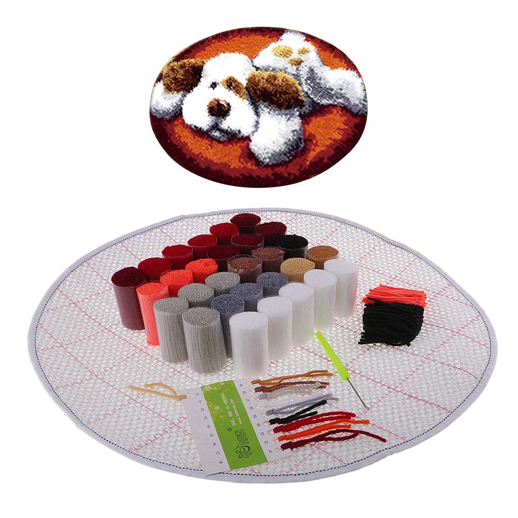 KBOLAE Latch Hook Kits Carpet Latch Hooking Rug Kits Cushion Embroidery Dog