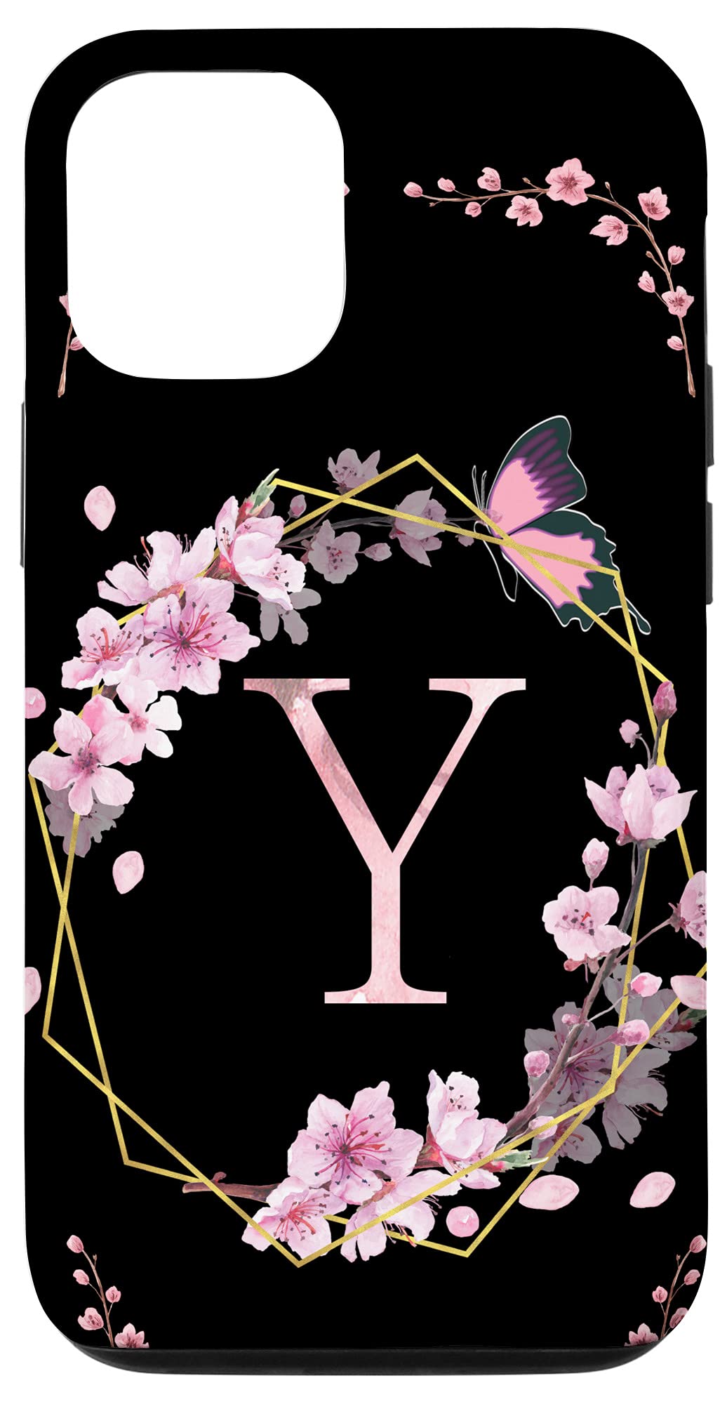 Amazon.co.jp: iPhone 12/12 Pro 桜 蝶 花柄 モノグラム イニシャル