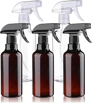2 Pack 16.9oz/500ml Plastic Spray Bottles 3 Pack10oz/300ml Empty Spray Bottle Heavy Duty Spraying Bottles Mist/Stream Water Bottle Clear & Brown
