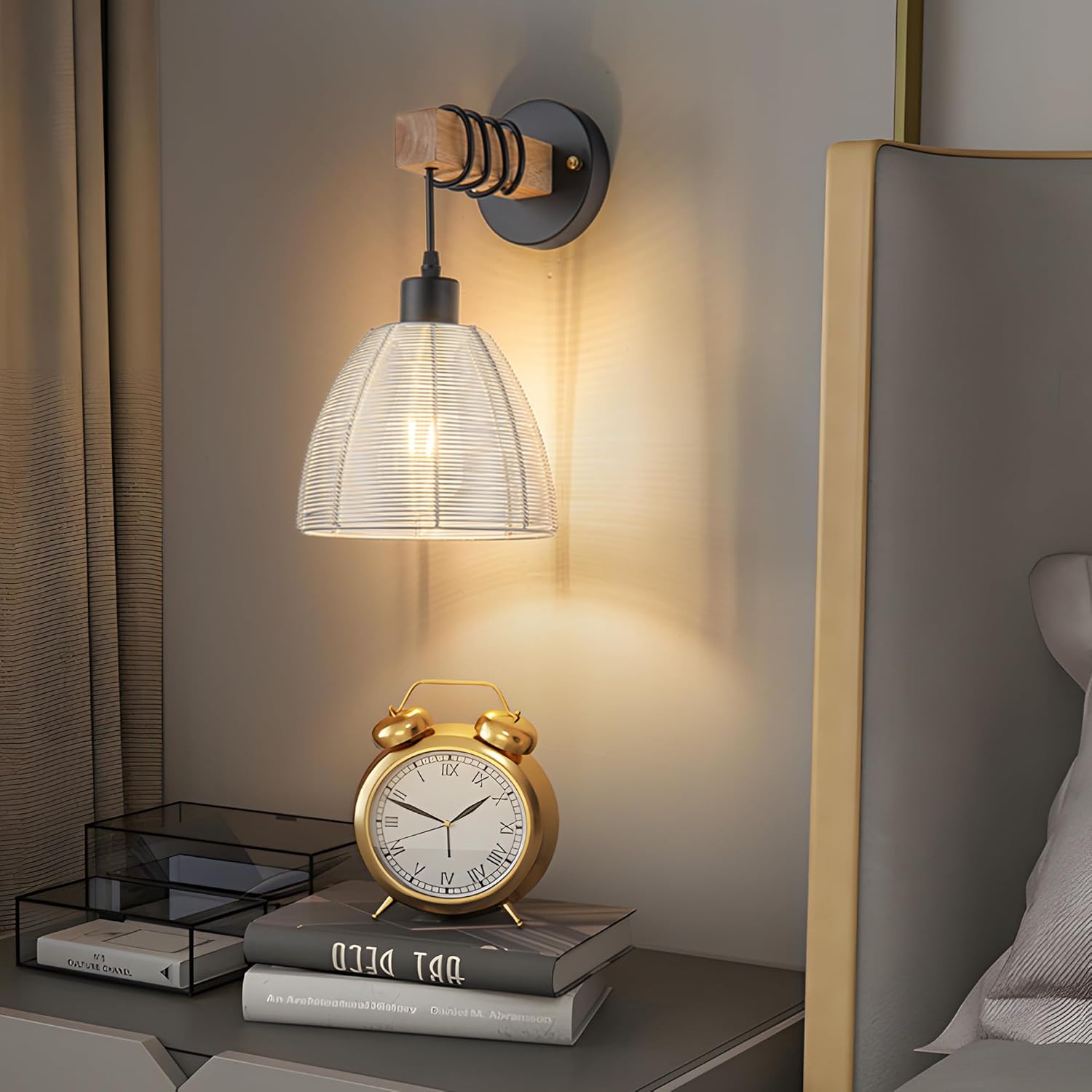 Battery Operated Wall Sconce, Wireless Wall Sconces Set Of Two With Remote Control, Indoor Dimmable Battery Operated Wall Lights For Bedroom Living Room, Rechargeable 3CCT Battery Light Bulb Included