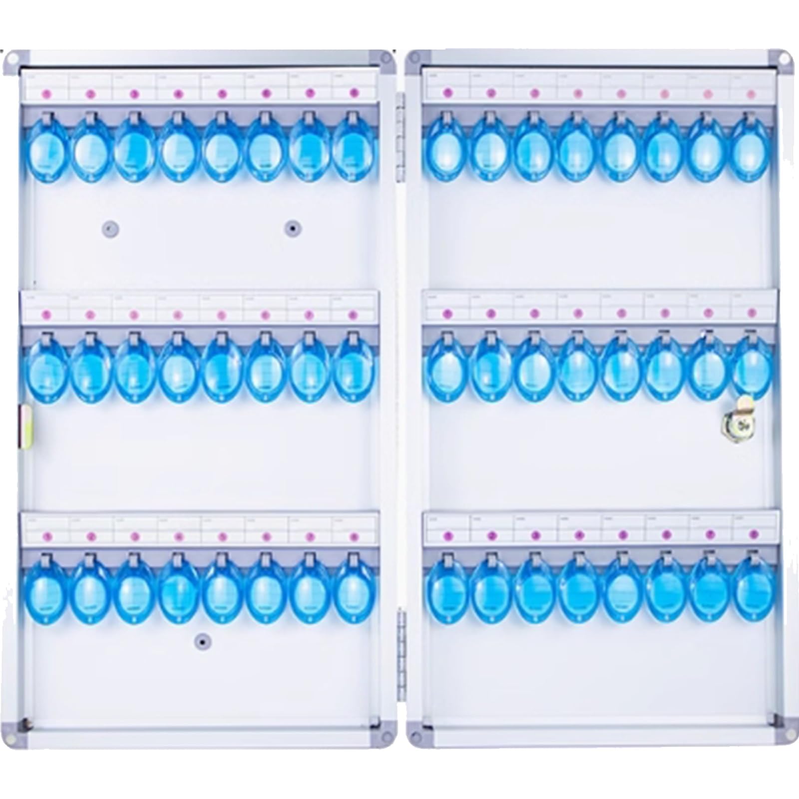 Armoire à clés murale avec serrure à 48 clés avec crochets et serrure à clé pour bureau, solution de rangement sécurisée pour la maison et le travail