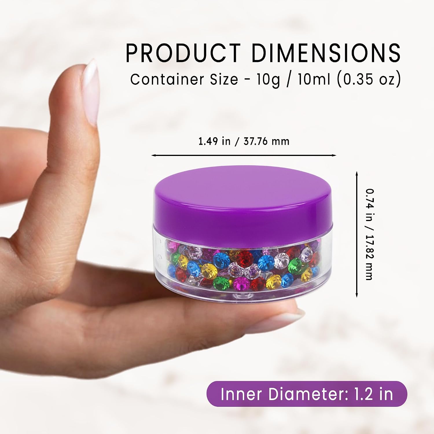 (Quantity: 1000 Pieces) Beauticom® 10G/10ML Round Clear Jar with Purple Lids for Pills, Medication, Ointments and Other Beauty and Health Aids - BPA Free