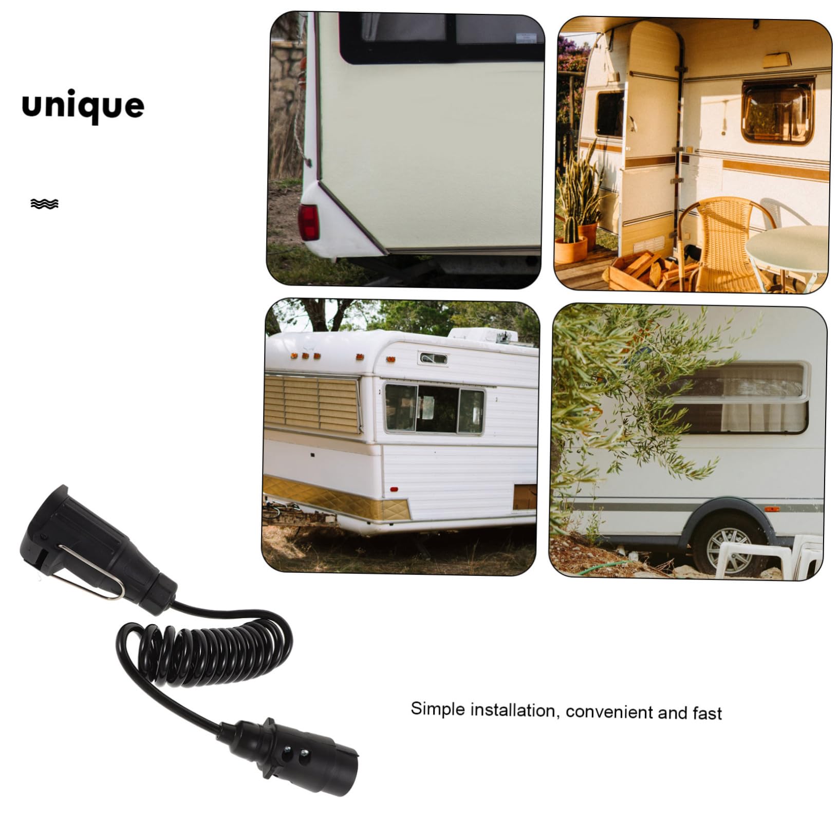 VALICLUD Poliger Anhängerstecker Polige Steckdose Spiralkabel Anhängerverlängerung Robustes Flexibles Kabelbaum Adapter für Wohnwagen Bootstrailer Pkw Caravan Rv