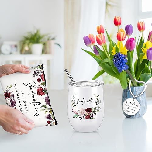 Miniatura 4 de Juego de 3 vasos de acero inoxidable de 12 onzas, regalos para madrina, bolsas de maquillaje, llavero para Acción de Gracias, boda, vacaciones,