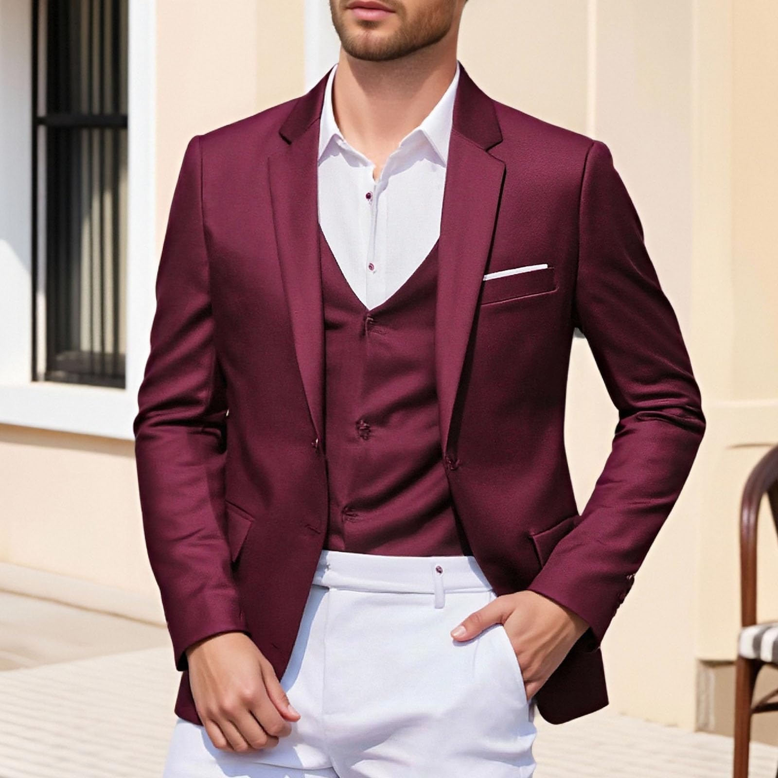 Chaqueta de negocios ligera para hombre, esmoquin, casual, con un botón, abrigo deportivo clásico, ajustado, chaqueta de traje