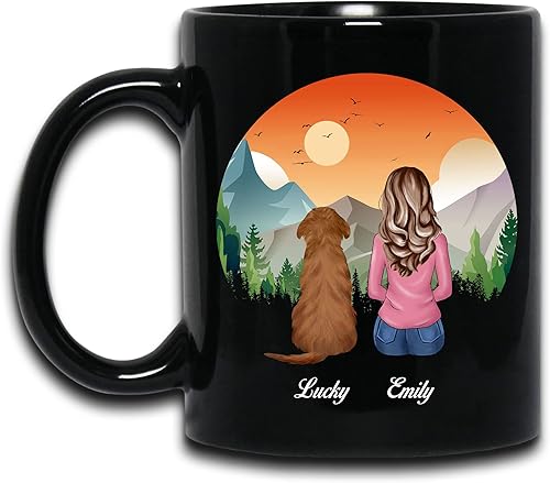 Miniatura 4 de WHIDOBE Taza personalizada de perro (niña  perro) personalizada de 11 onzas, 15 onzas con avatares, nombres, razas  Taza Dog Mom para mujeres,