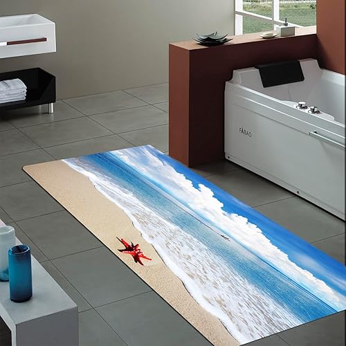 Miniatura 4 de WODEJIA Thickened Rubber Bottom Anti-skid Bath Mat, Durable Flannel Mat Bright 3D Print Rug for Living Room, Absorbent Water Clearance MatS for