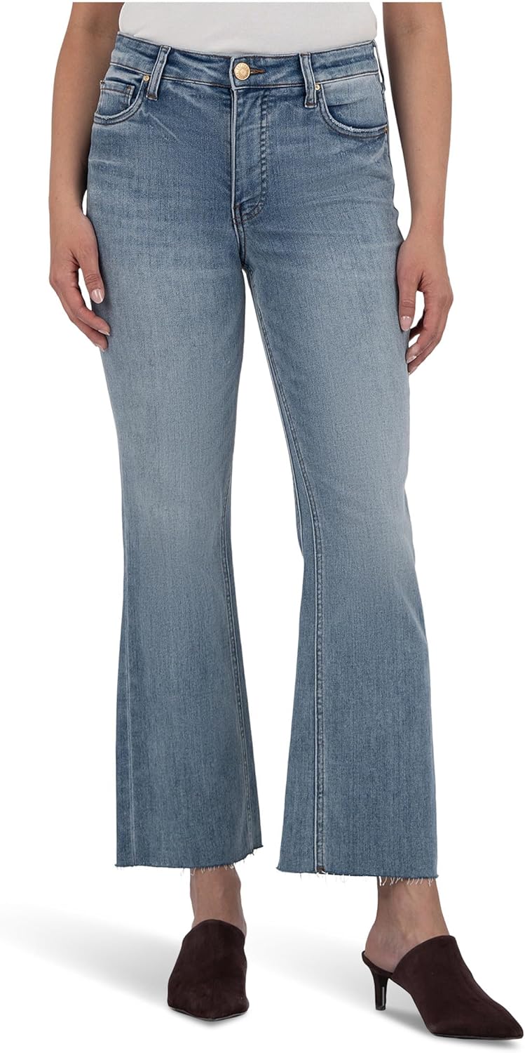 KUT from the Kloth Womens Kelsey High-Rise Fab Ab Ankle Flare-nset Leg in Acceptance