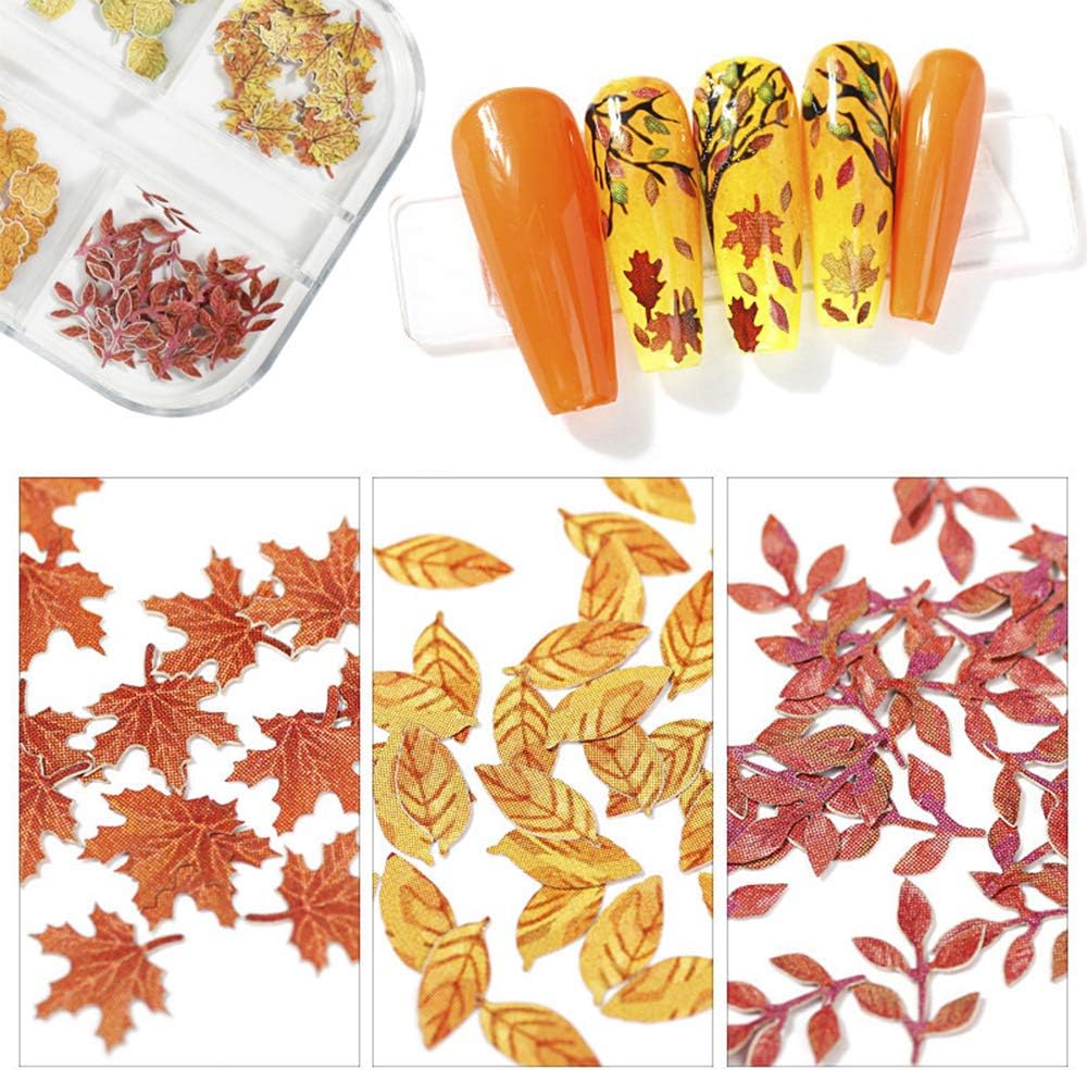 MiaoWu Leaf Nail Sequins Fall Maple Leaves Nail Glitter(not self-adhesive not stickers) DIY Holographic 3D Nail Art Sticker Wood Pulp Flakes for Nail Art Decoration Colorful 12 Styles Decor for Autumn Nail Art DIY Decoration : Beauty & Personal Care