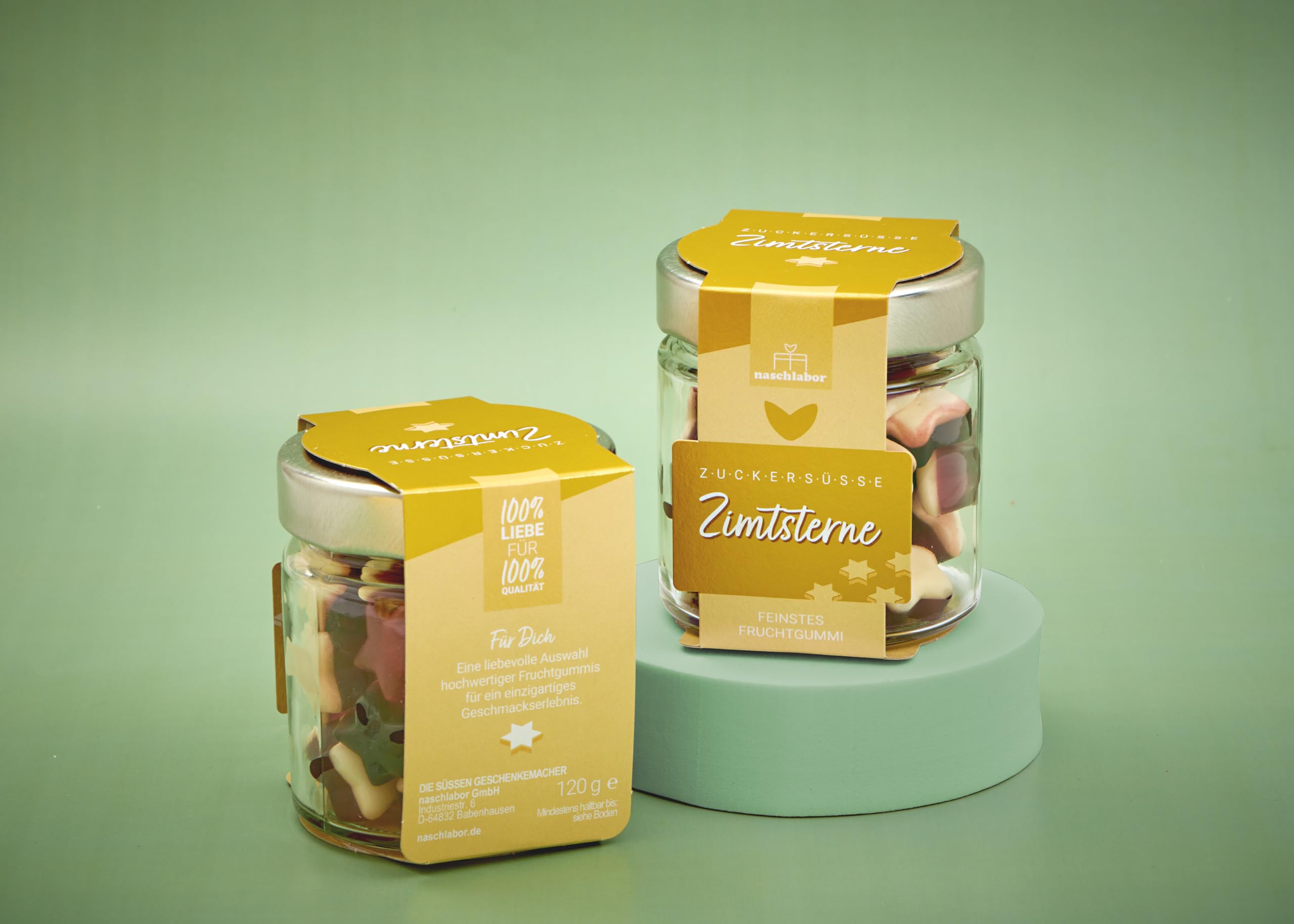 8 Stück Zuckersüße Zimtsterne mit Vanilleschaum 120g | Große Verpackung | Gummibärchen als Zimtstern | Geschenk für Weihnachten | Süße Zimtsterne