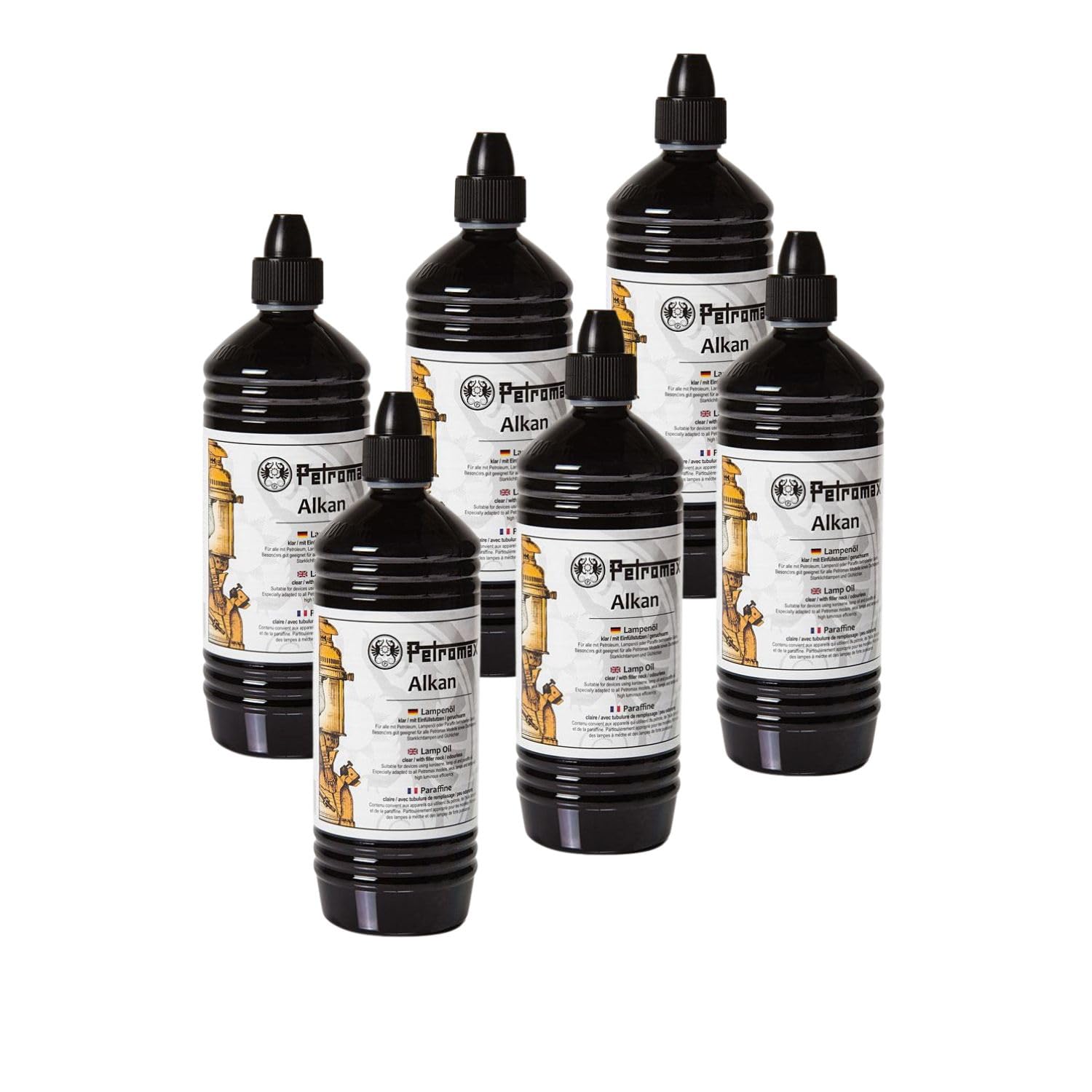 Petromax Alkan 6er Set Lampenöl - 6 x 1 Liter Petroleum für Öllampen